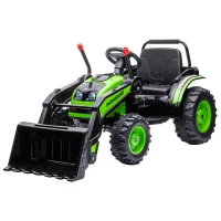 HOMCOM traptractor zittende graafmachine voor kinderen off-road voertuigen 2 instelbare snelheden tot 25 kg belastbaar met muziek schoparmen 3-5 jaar PP kunststof staal groen 132 x 62 x 65 cm(m-14)