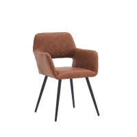 Set aus 2 ergonomischen Stühlen, mit Metallbeinen, für Wohnzimmer und Schlafzimmer, 58x56x80 cm, Braun(m-11)