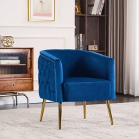 Bequemer Armlehnstuhl mit Knopfdekorationen, Schaumstoff, 65,27x64,77x73,66 cm, Blau(m-1)