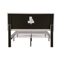 Double Upholstered Velvet Bed Frame with Adjustable Headboard, Solid Wood Slats, Noise-Free Design, 194L x 140W x 110H cm, Beige(m-13)