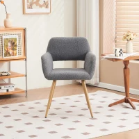 Chaise de maquillage en tissu Teddy velours, design ergonomique, montage facile, Gris foncé(m-4)