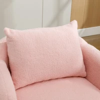 Teddy Velvet Armchair with Extra Thick Cushion, Solid Wood Legs, Modern Cozy Lounge Chair for Living Room, 72L x 71W x 79H cm, Pink(m-9)