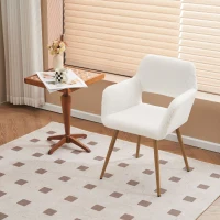 Stuhl in Samtoptik, ergonomisches Design, 58×56×80 cm, Weiß(m-5)