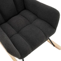 Fauteuil à bascule moderne avec dossier haut et accoudoirs, tissu en velours Teddy confortable, adapté pour le salon, la chambre et les cours intérieures, Gris(m-7)