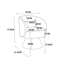 Modernre Drehstuhl für Wohn- und Schlafzimmer, 360° drehbar, Polyblend-Stoff, Komfortkissen, 67×61,4×77,9 cm, Beige(m-3)