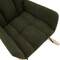 Moderner Schaukelstuhl mit hoher Rückenlehne und Armlehnen, bequemer samtartiger Stoff, geeignet für Wohnzimmer, Schlafzimmer und Innenhöfe, 62,9x95,7x90,9cm, Grün(m-7)
