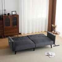 Modern Sofa Couch with Storage Pockets, Removable Armrests, Button-Tufted Recliner Couch, 191L x 85W x 80H cm, Dark Gray(m-9)