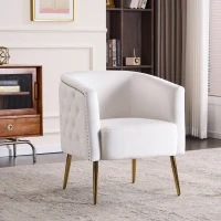 Chaise seau confortable avec décorations de boutons, haute capacité de charge, Beige(m-1)