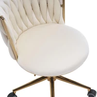 Moderner Homeoffice-Stuhl, Verstellbar und drehbar, Stabil und bequem, 54,1x57,9x77,9 cm, Beige(m-7)