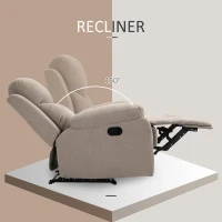 HOMCOM Fotoliu Ergonomic din Material Textil, Rabatabil până la 150° și Suport pentru Picioare pentru Casă și Birou, 93x88x102 cm, Bej(m-4)