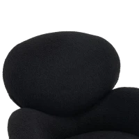 Ankleidestuhl mit samtartigem Bezug und Metallbeinen, moderner Freizeitstuhl für Wohnzimmer und Schlafzimmer, 74,1×77,9×81 cm, Schwarz(m-6)