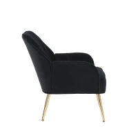 Freizeitstuhl mit Bezug in Samtoptik im 2er-Set, Ergonomisches Design, 64x72,8x77,9 cm, Schwarz(m-11)