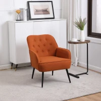 Fauteuil simple rembourré avec pieds en métal, chaise confortable pour la lecture et le café pour salon, chambre et bureau, Orange(m-1)