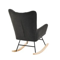 Fauteuil à bascule moderne avec dossier haut et accoudoirs, tissu en velours Teddy confortable, adapté pour le salon, la chambre et les cours intérieures, Gris(m-10)