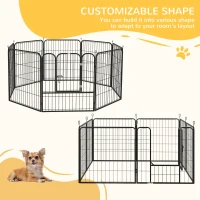 PawHut 8 Panels Heavy Duty Puppy Playpen, for Small and Medium Dogs, Indoor and Outdoor Use - Black(m-4)