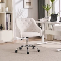 Samtartiger Bürostuhl, verstellbarer 360° Drehstuhl, höhenverstellbar, geeignet für Wohnzimmer, Schlafzimmer, Büros, Hotels und Restaurants, 56,48×52,98×90,5 cm, Weiß(m-1)