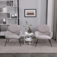 Ankleidestuhl mit samtartigem Bezug und Metallbeinen, moderner Freizeitstuhl für Wohnzimmer und Schlafzimmer, 74,1×77,9×81 cm, Grau(m-4)