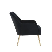 Freizeitstuhl mit Bezug in Samtoptik, Ergonomisches Design, 64x72,8x77,9 cm, Schwarz(m-11)
