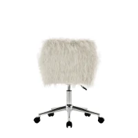 Verstellbarer Arbeitsstuhl mit Drehfunktion, verschleißfestes Kunstpelzkissen, ergonomisches Design, 55,88×55,11×83,82 cm, Weiß(m-12)
