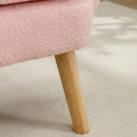 Teddy Velvet Armchair with Extra Thick Cushion, Solid Wood Legs, Modern Cozy Lounge Chair for Living Room, 72L x 71W x 79H cm, Pink(m-11)