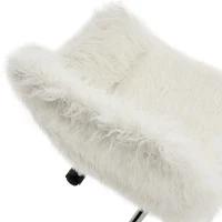 Chaise de relaxation réglable avec fonction pivotante, coussin en fausse fourrure résistant à l'usure, design ergonomique, Blanc(m-6)