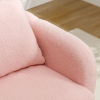 Teddy Velvet Armchair with Extra Thick Cushion, Solid Wood Legs, Modern Cozy Lounge Chair for Living Room, 72L x 71W x 79H cm, Pink(m-8)