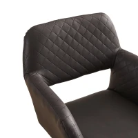 (Ensemble de 2) Chaises de maquillage ergonomiques en similicuir avec pieds en métal, montage facile, Noir(m-6)