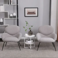 Ankleidestuhl mit samtartigem Bezug und Metallbeinen, moderner Freizeitstuhl für Wohnzimmer und Schlafzimmer, 74,1×77,9×81 cm, Grau(m-2)