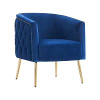 Bequemer Armlehnstuhl mit Knopfdekorationen, Schaumstoff, 65,27x64,77x73,66 cm, Blau(m-2)