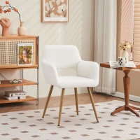 Stuhl in Samtoptik, ergonomisches Design, 58×56×80 cm, Weiß(m-1)