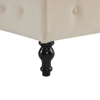 Luxious Designed Velvet Chaise Sofa Bed with Storage, Rectangle Cushion, Button-Tufted Lounge Chair for Bedroom, 144L x 62W x 69H cm, Beige(m-11)