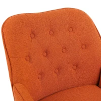 Fauteuil simple rembourré avec pieds en métal, chaise confortable pour la lecture et le café pour salon, chambre et bureau, Orange(m-6)