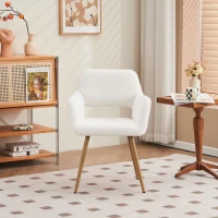 Stuhl in Samtoptik, ergonomisches Design, 58×56×80 cm, Weiß(m-4)