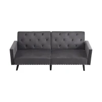 Modern Sofa Couch with Storage Pockets, Removable Armrests, Button-Tufted Recliner Couch, 191L x 85W x 80H cm, Dark Gray(m-2)