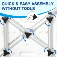 HOMCOM Height Adjustable Shower Stool for the Elderly and Disabled with Back, Shower Chair with Flipped Padded Arms and Suction Foot Pads, White(m-7)