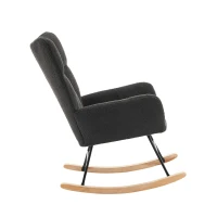 Fauteuil à bascule moderne avec dossier haut et accoudoirs, tissu en velours Teddy confortable, adapté pour le salon, la chambre et les cours intérieures, Gris(m-9)