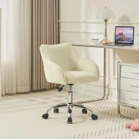 Verstellbarer und drehbarer Stuhl in Samtoptik für Büro und Zuhause, höhenverstellbar, 56x55x83 cm, Beige(m-1)