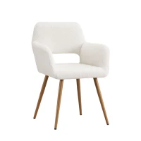 Stuhl in Samtoptik, ergonomisches Design, 58×56×80 cm, Weiß(m-2)