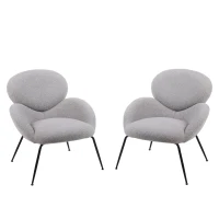 Ankleidestuhl mit samtartigem Bezug und Metallbeinen, moderner Freizeitstuhl für Wohnzimmer und Schlafzimmer, 74,1×77,9×81 cm, Grau(m-1)