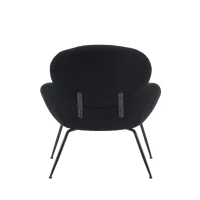 Ankleidestuhl mit samtartigem Bezug und Metallbeinen, moderner Freizeitstuhl für Wohnzimmer und Schlafzimmer, 74,1×77,9×81 cm, Schwarz(m-12)