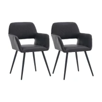 Set aus 2 ergonomischen Stühlen, mit Metallbeinen, für Wohnzimmer und Schlafzimmer, 58x56x80 cm, Schwarz(m-1)