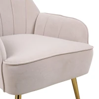 Fauteuil de loisirs moderne en velours, Design ergonomique, Montage facile, Beige(m-7)