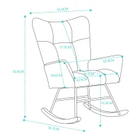 Fauteuil à bascule moderne avec dossier haut et accoudoirs, tissu en velours Teddy confortable, adapté pour le salon, la chambre et les cours intérieures, Gris(m-3)