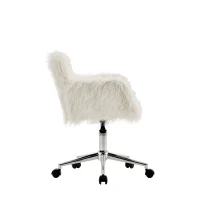 Chaise de relaxation réglable avec fonction pivotante, coussin en fausse fourrure résistant à l'usure, design ergonomique, Blanc(m-10)