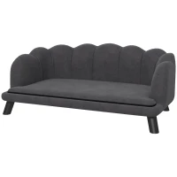PawHut Sofá para Cães Médios Sofá Cama para Animais de Estimação em Veludo com Pés de Madeira 98,5x60,5x35,5 cm Cinza Escuro(m-1)