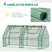 Outsunny Estufa Pequena Estufa de Exterior com Proteção Dupla Janelas Estufa para Cultivos de Plantas e Flores 180x90x90 cm Verde(m-6)