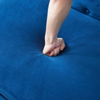 Velvet Upholstered Chaise Sofa Bed with Storage, Pillow, Nailhead-Trim, Button-Tufted Lounge Chair, 144L x 62W x 69H cm, Blue(m-11)