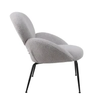 Ankleidestuhl mit samtartigem Bezug und Metallbeinen, moderner Freizeitstuhl für Wohnzimmer und Schlafzimmer, 74,1×77,9×81 cm, Grau(m-9)