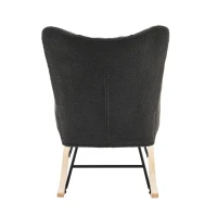 Fauteuil à bascule moderne avec dossier haut et accoudoirs, tissu en velours Teddy confortable, adapté pour le salon, la chambre et les cours intérieures, Gris(m-11)