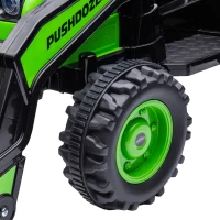 HOMCOM traptractor zittende graafmachine voor kinderen off-road voertuigen 2 instelbare snelheden tot 25 kg belastbaar met muziek schoparmen 3-5 jaar PP kunststof staal groen 132 x 62 x 65 cm(m-15)